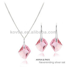 2014 mais novo design meninas rosa cristal jóia set